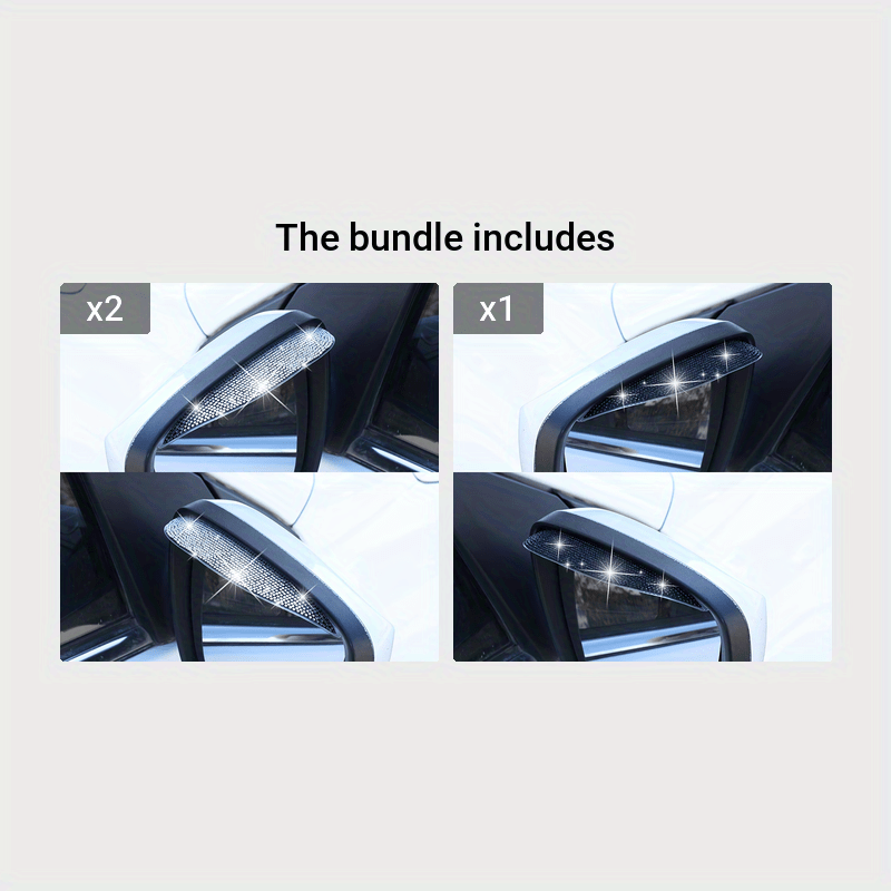 2 dona Avtomobil oynasi yomg'ir himoyachilari, aks ettiruvchi rhinestonelar bilan, yaxshilangan ko'rinish uchun