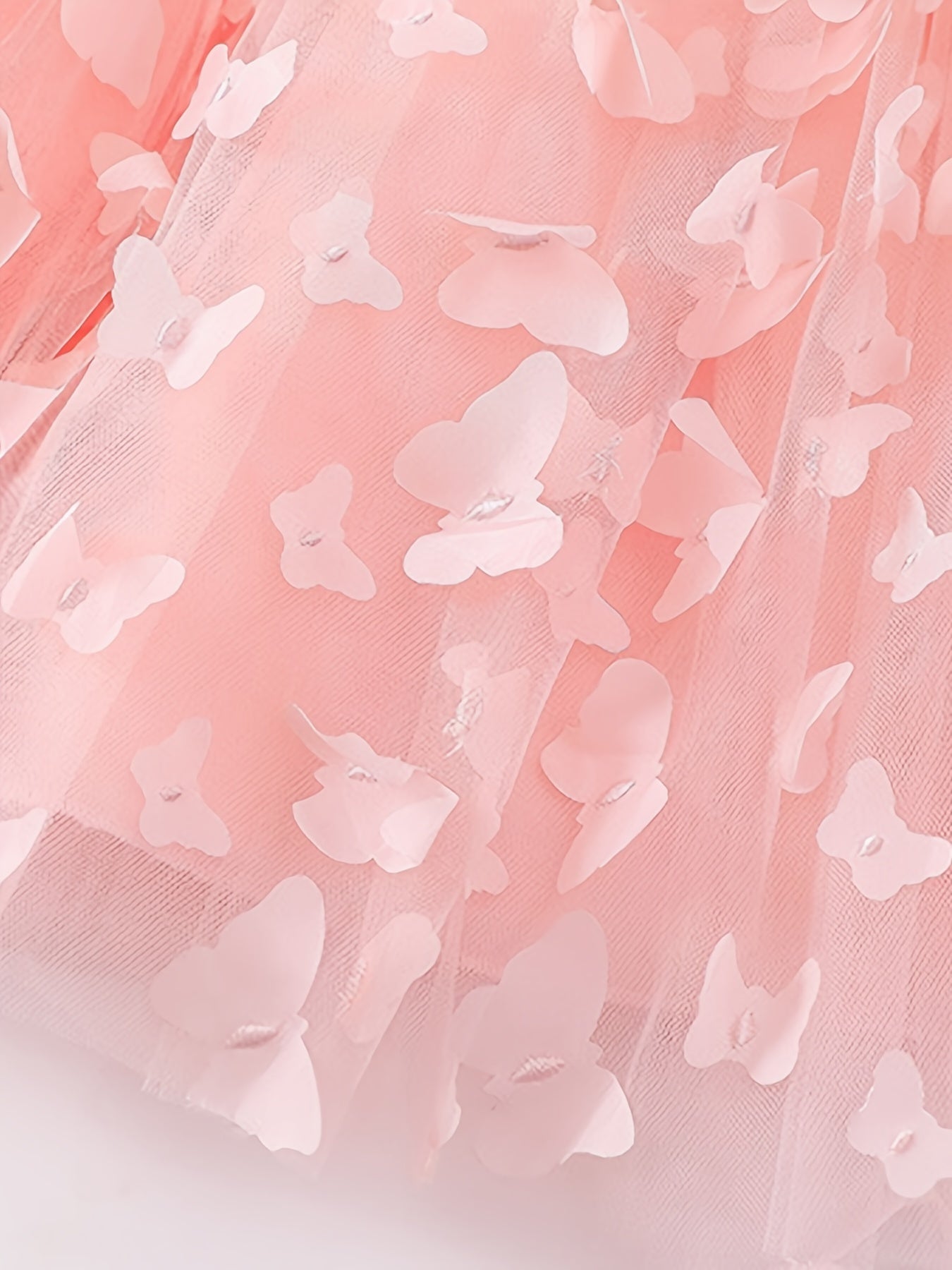 Baby Girls Butterfly Mesh Dress Set with Headband Long Sleeve Floral Midi Cotton Polyester