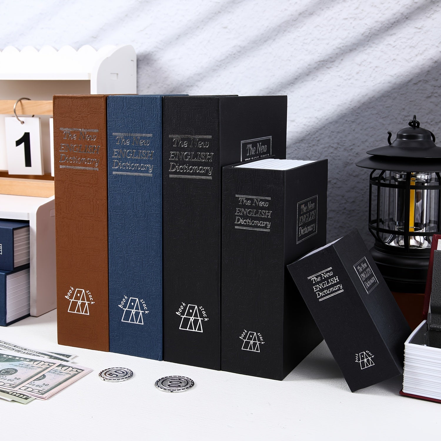 Metal Book Shape Money Box with Password Lock for Valuables Safe Storage