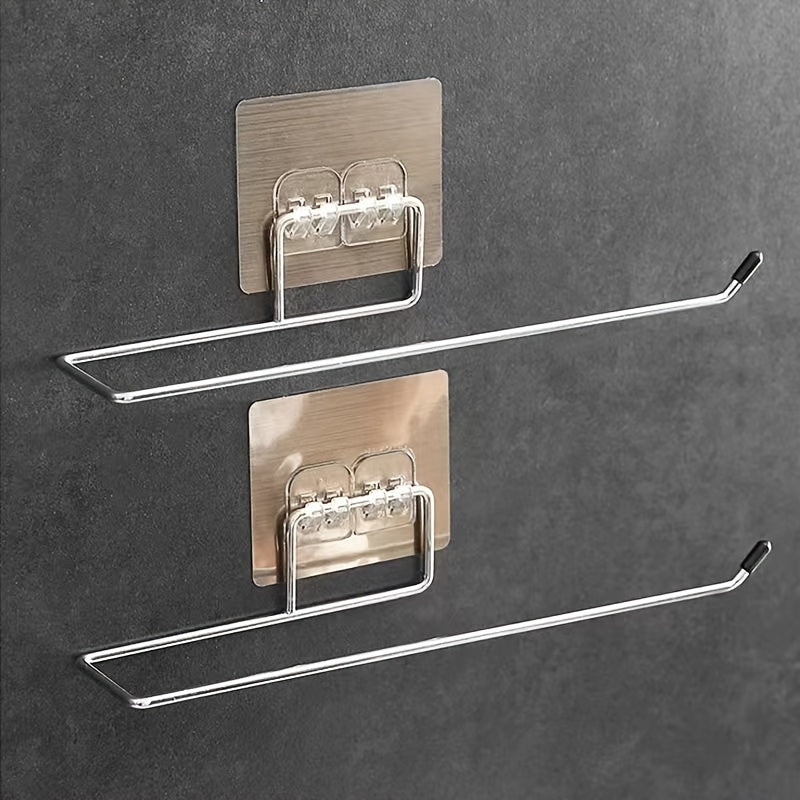 Ganchos para toallas de cocina de acero inoxidable, montaje en pared, acabado pulido, organizador de baño duradero