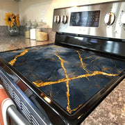 Black Marble Rubber Stove Protector Mat 71.88cm x 52.07cm Non-Slip Heat-Resistant