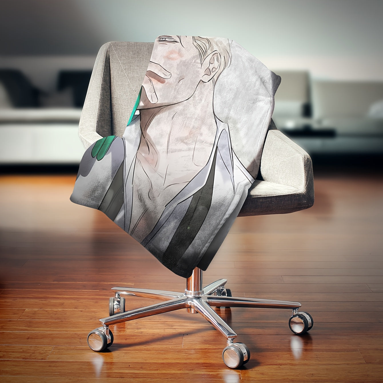 Soft Flannel Fleece Blanket with Anime Digital Print for Bed Sofa and Living Room