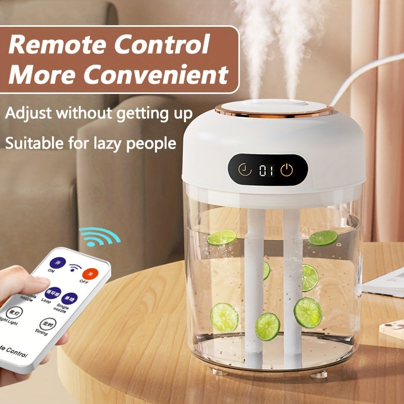 Увлажнитель с двойной насадкой-распылителем, подключаемый, с пультом дистанционного управления, резервуаром для воды 4,5 л, ночником, таймером