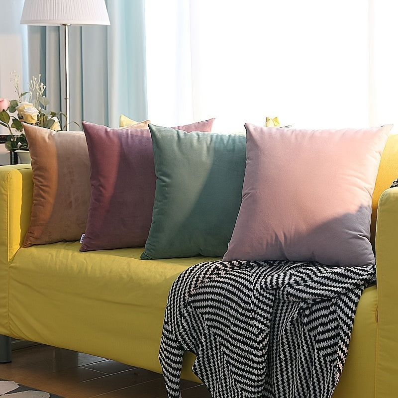 Velvet Pillow Cover Solid Color Cushion Cover for Sofa Bed Living Room 18x18 Inches