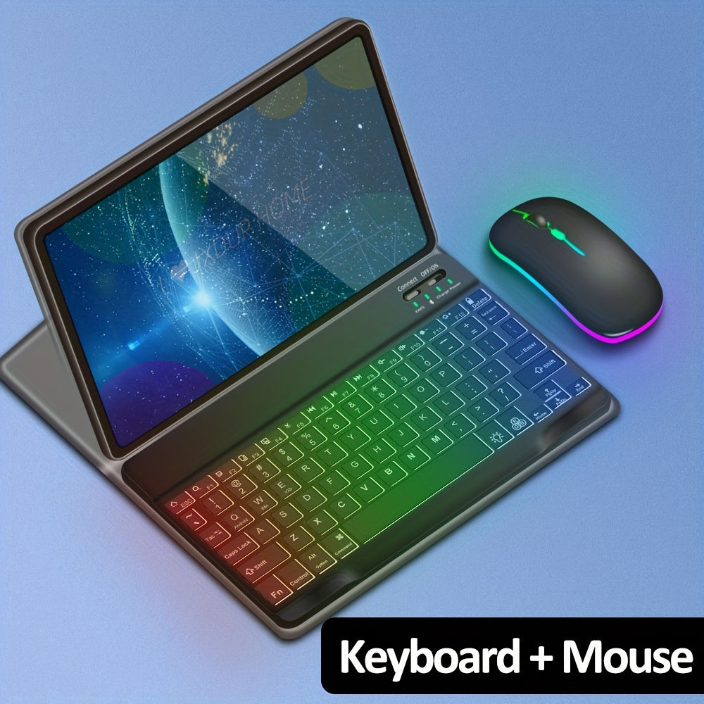 10-Inch Wireless Backlit Keyboard and Mouse Combo with RGB Lighting and Type-C Charging