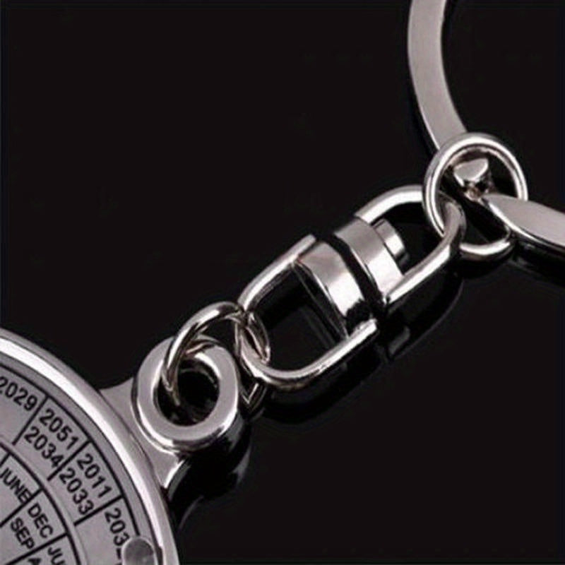 Perpetual Calendar Keychain with Rotating Compass for Car Keys