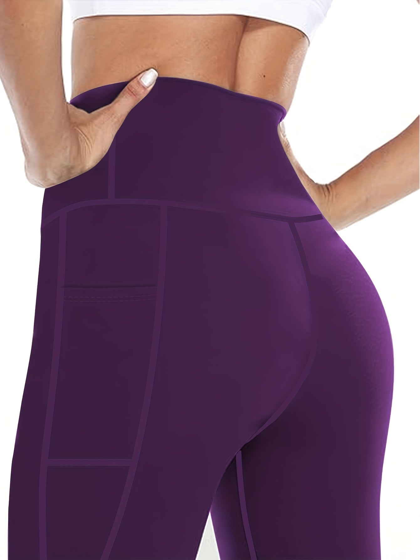 Ayollar uchun ko'p rangli katta o'lchamli yoga legginslari, cho'ntaklar bilan, fitnes uchun