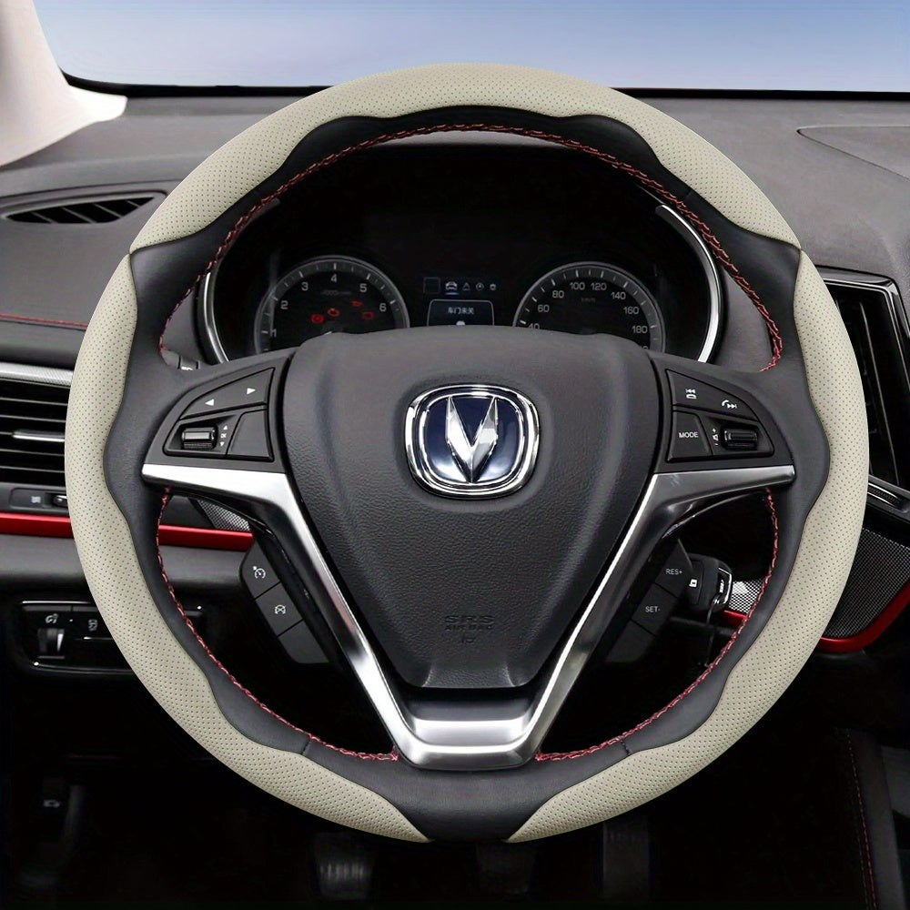 Universal Breathable Faux Leather Steering Wheel Cover with Quick-Release Design
