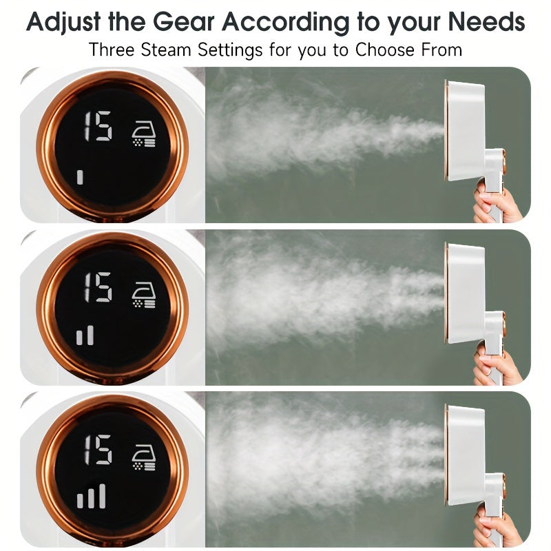 2-in-1 Handheld Garment Steamer Iron 1050W Large Soleplate LED Display