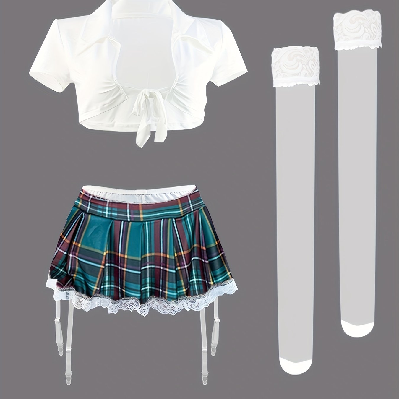 Conjunto de uniforme de otoño e invierno para mujer con medias seductoras y falda JK