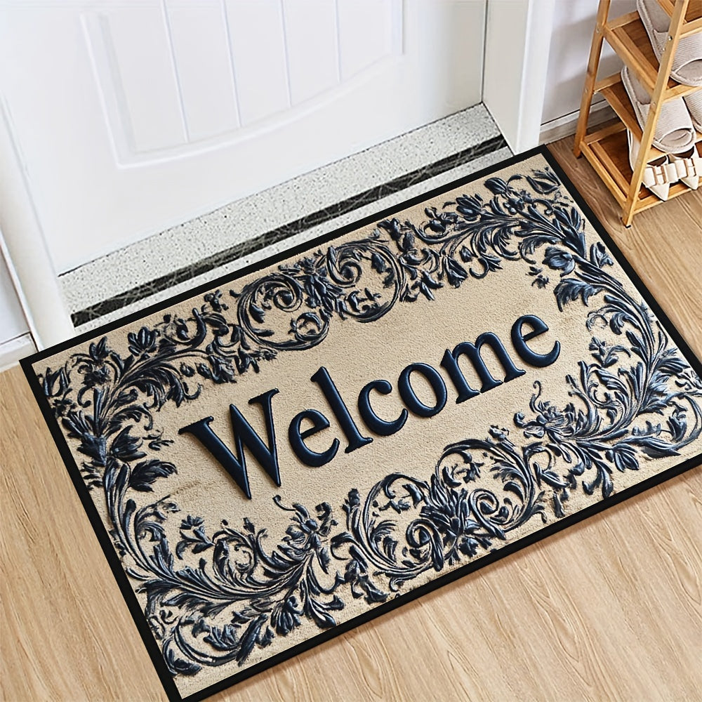 Braided Welcome Doormat Slip-Resistant Easy to Clean Rubber Backing Indoor Outdoor Decor