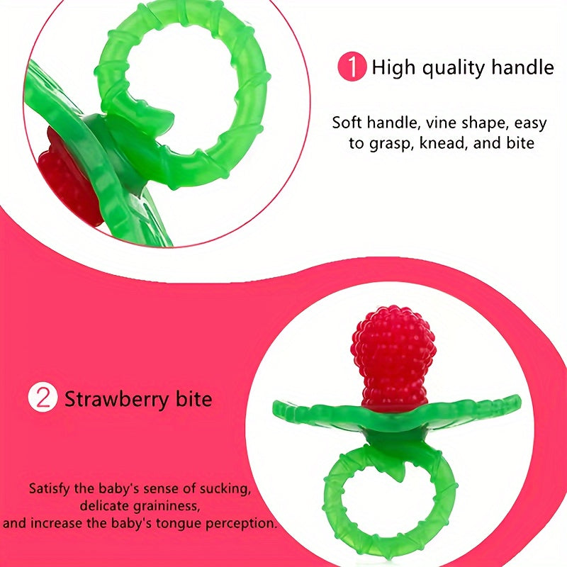 Силиконовая игрушка для прорезывания зубов для детей, без BPA - разработана для удобного захвата, имеет форму фрукта для стимуляции аппетита, идеальный подарок для детей - доступна в белом, фиолетовом, красном и желтом цветах.
