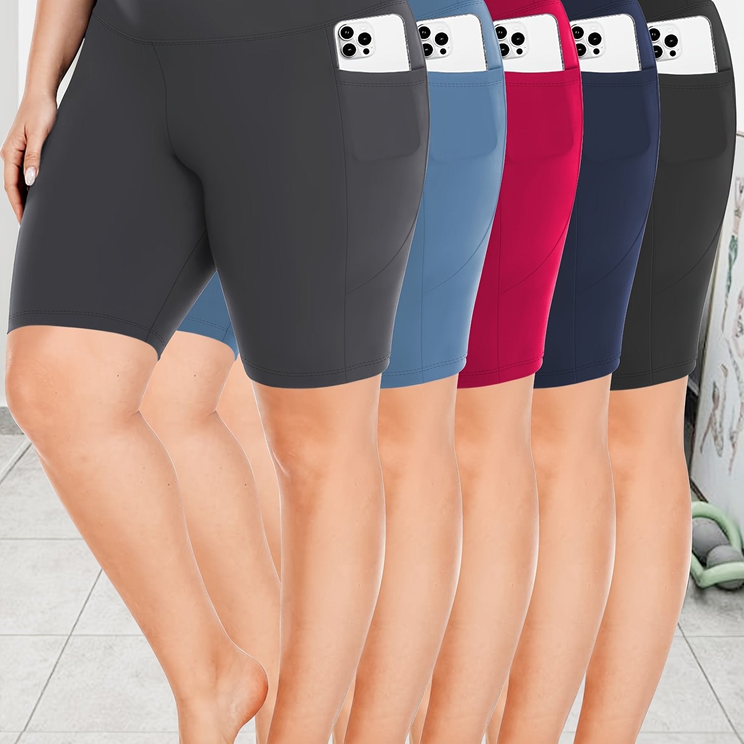 Plus Size High-Waisted Capri Leggings with Pockets for Yoga and Workout