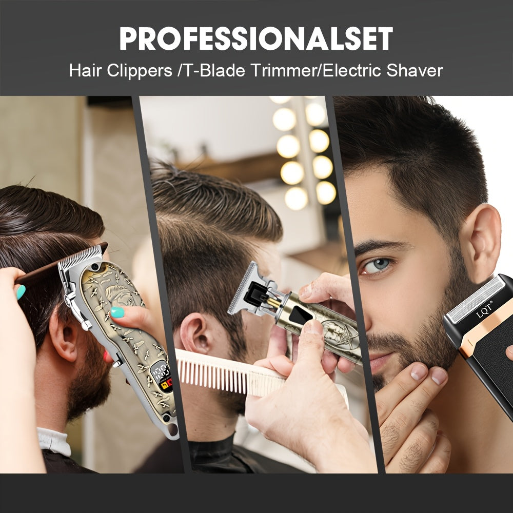 Professional Electric Hair Clipper Cordless USB Rechargeable Lithium Hairdressing Set