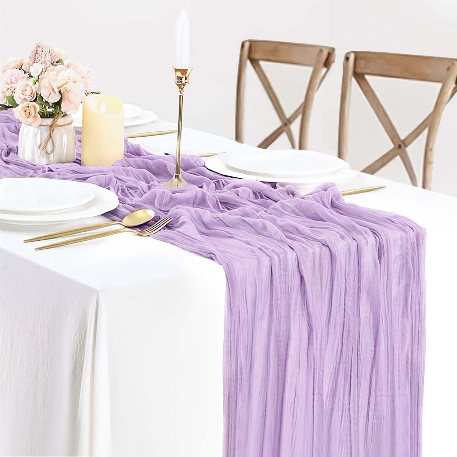 Rustic Polyester Cheese Cloth Table Runner for Outdoor Events and Celebrations