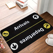 Arrivals Departures Flight Doormat Non-Slip Stain-Resistant Polyester Rectangle