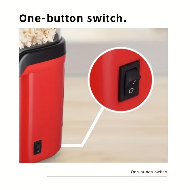 360° Isitgichli Elektr popcorn tayyorlagich, yog‘siz, oson foydalanish, uy sharoitida tayyorlangan makkajo‘xori yong‘oqchalari, qizil, kompakt