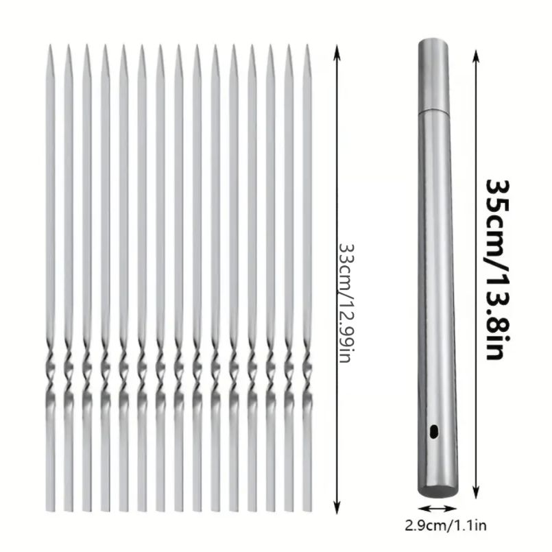 Set of 20/30/50 Stainless Steel BBQ Skewers with Storage Tube for Grilling