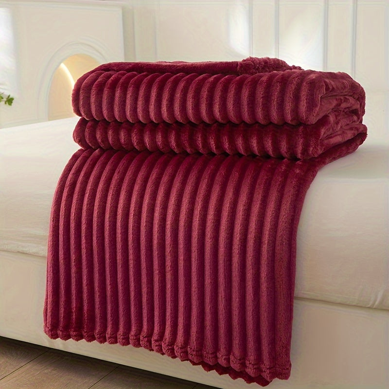 Large Plush Blanket with Thick Stripes for Cozy Comfort