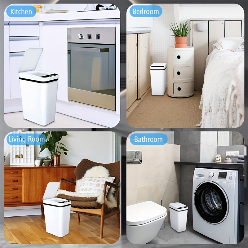 Cubo de basura con sensor inteligente, apertura de tapa con un botón y tapa sellada para control de olores