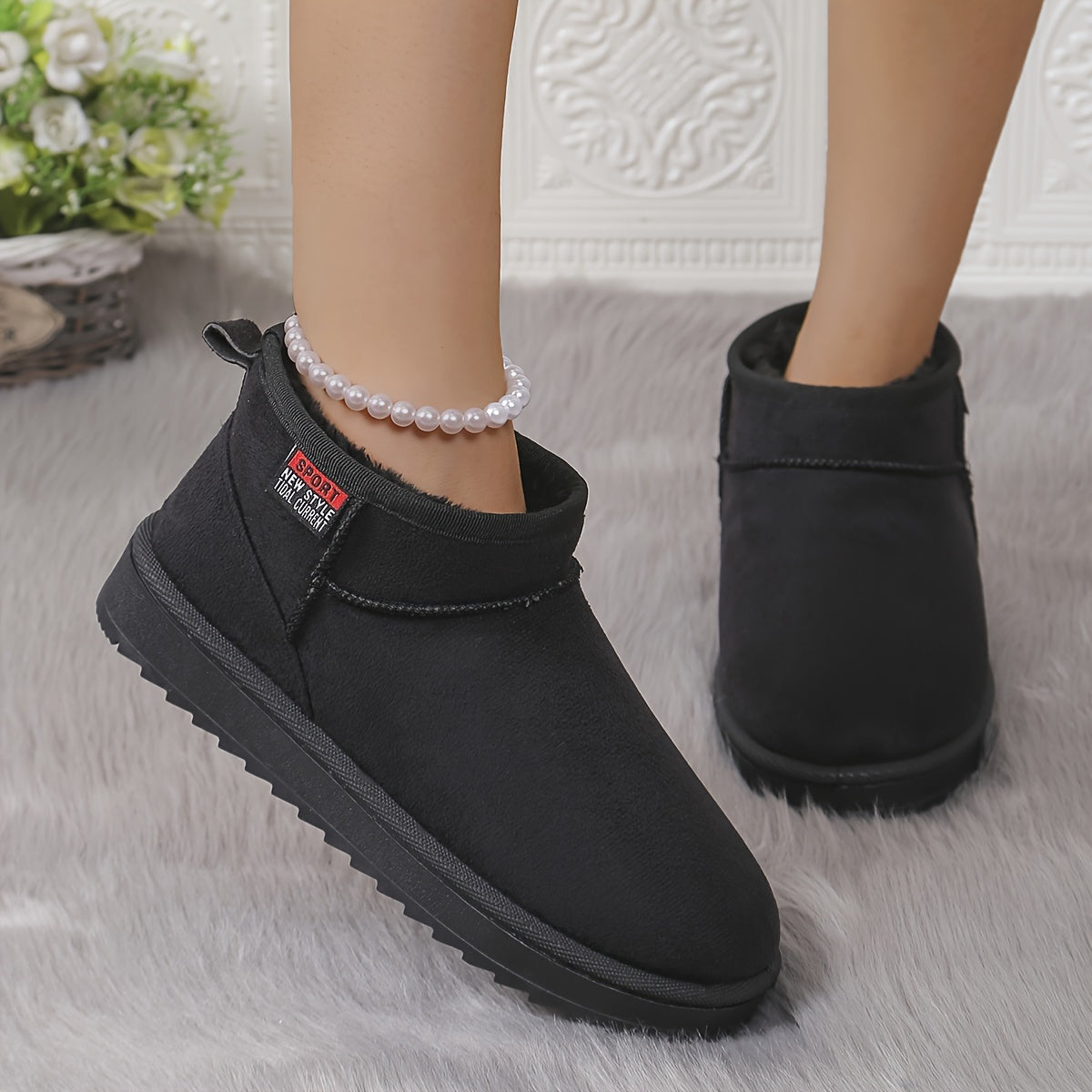 Women's Winter Snow Boots Short Heel Rubber Platform