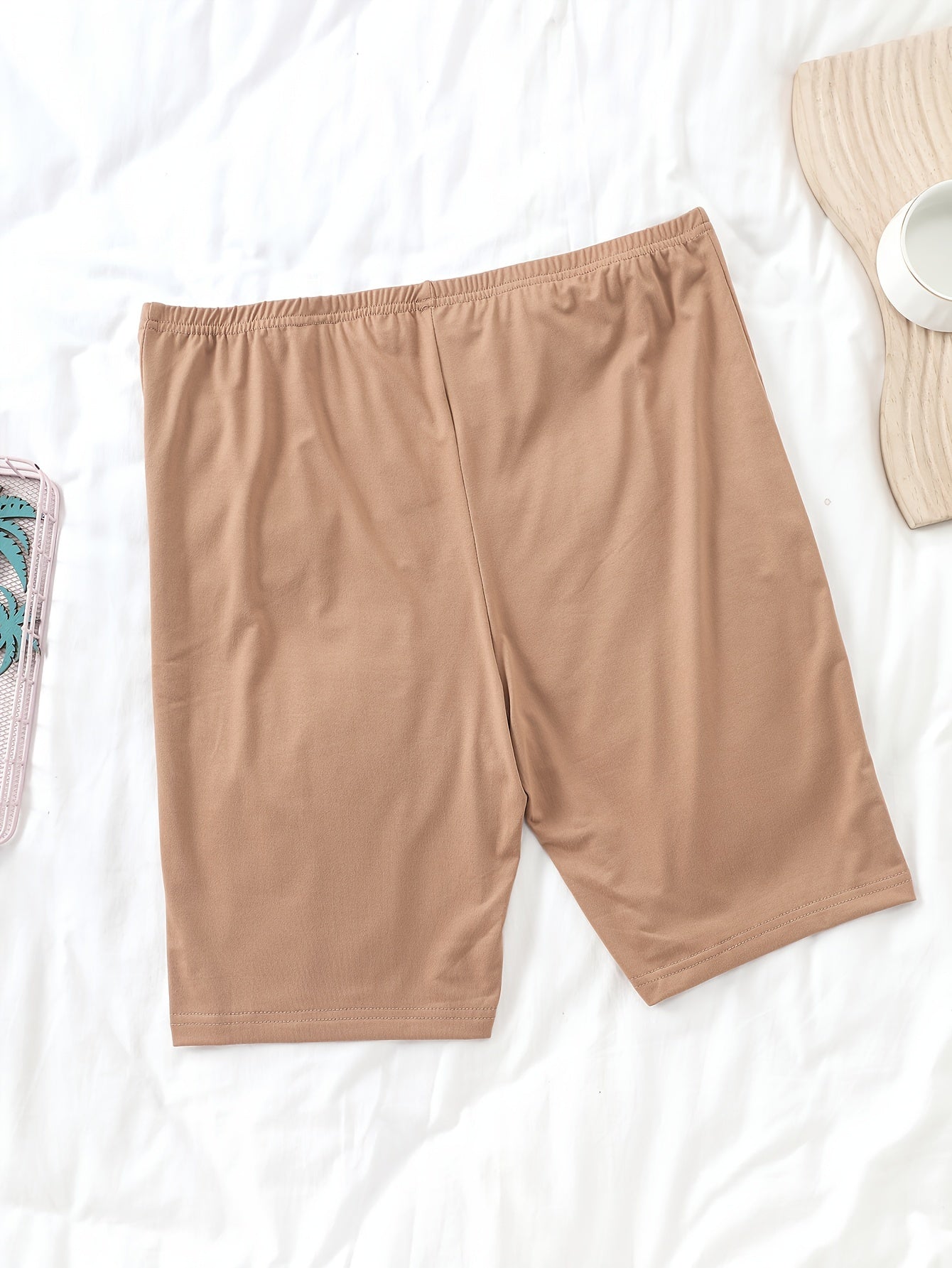 Pantalones cortos de dormir casuales para mujer de talla grande, color sólido, con cintura elástica, ropa de descanso