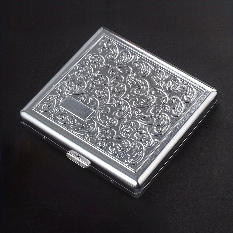 Uniseks vintage metall sigaret qutisi, ikki tomonlama yozg‘ichli, 20 ta sigaretni ushlab turadi