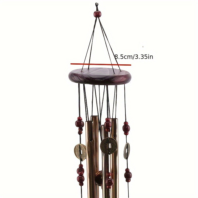 Large Deep Tone Metal Wind Chimes for Outdoor Garden Patio Decor Antique Bronze Solid Wood Ceiling Mount