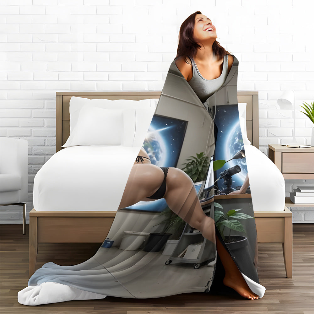 Flannel Throw Blanket Stain-Resistant Cozy Digital Print for Living Room Bedroom Outdoor