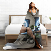 Flannel Throw Blanket Stain-Resistant Cozy Digital Print for Living Room Bedroom Outdoor