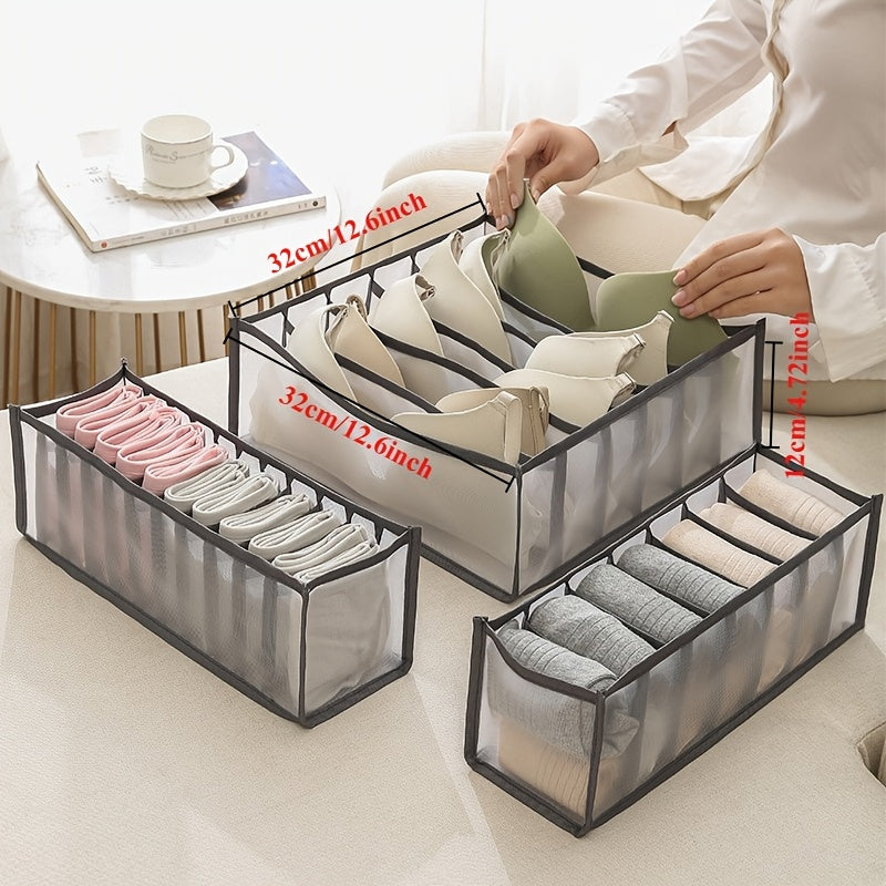 Organizador de ropa interior y calcetines con 6 compartimentos de malla para armario de dormitorio