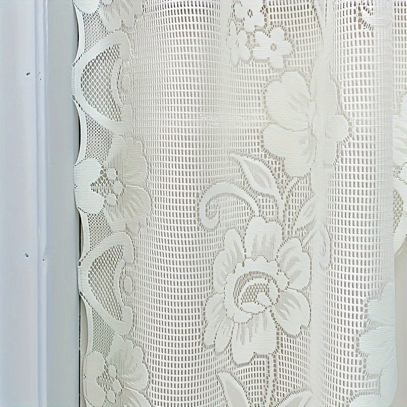Floral Lace Sheer Curtain with Rod Pocket for Living Room and Bedroom Decor