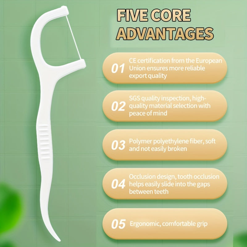 50Pcs Dental Floss and Crevice Brush Set - Disposable Oral Care Tools for Home