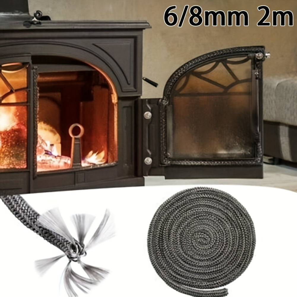 High-Temperature Fiberglass Seal Rope for Wood Stoves and Fireplaces 198cm Black