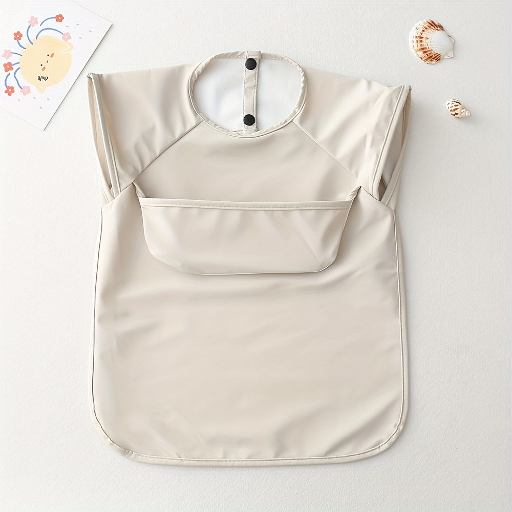 Baby Bib Waterproof Solid Color Sleeveless Feeding Bib for Infants