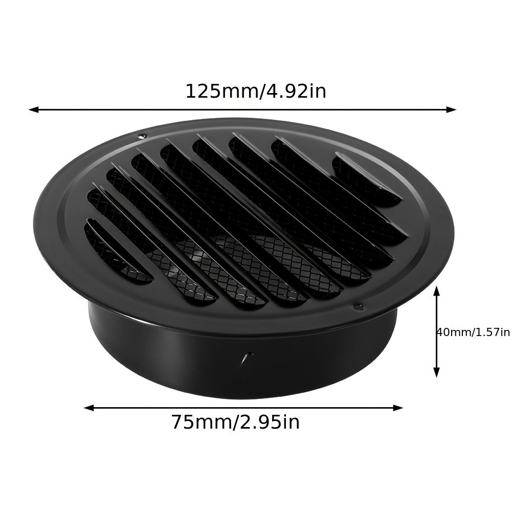 Black Stainless Steel Vent Grille Wall Mount Round Drain Cover Multiple Sizes