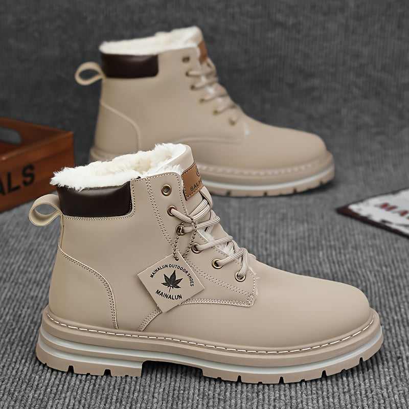 Men's All-Season High-Top Snow Boots with Plush Comfort and Round Toe