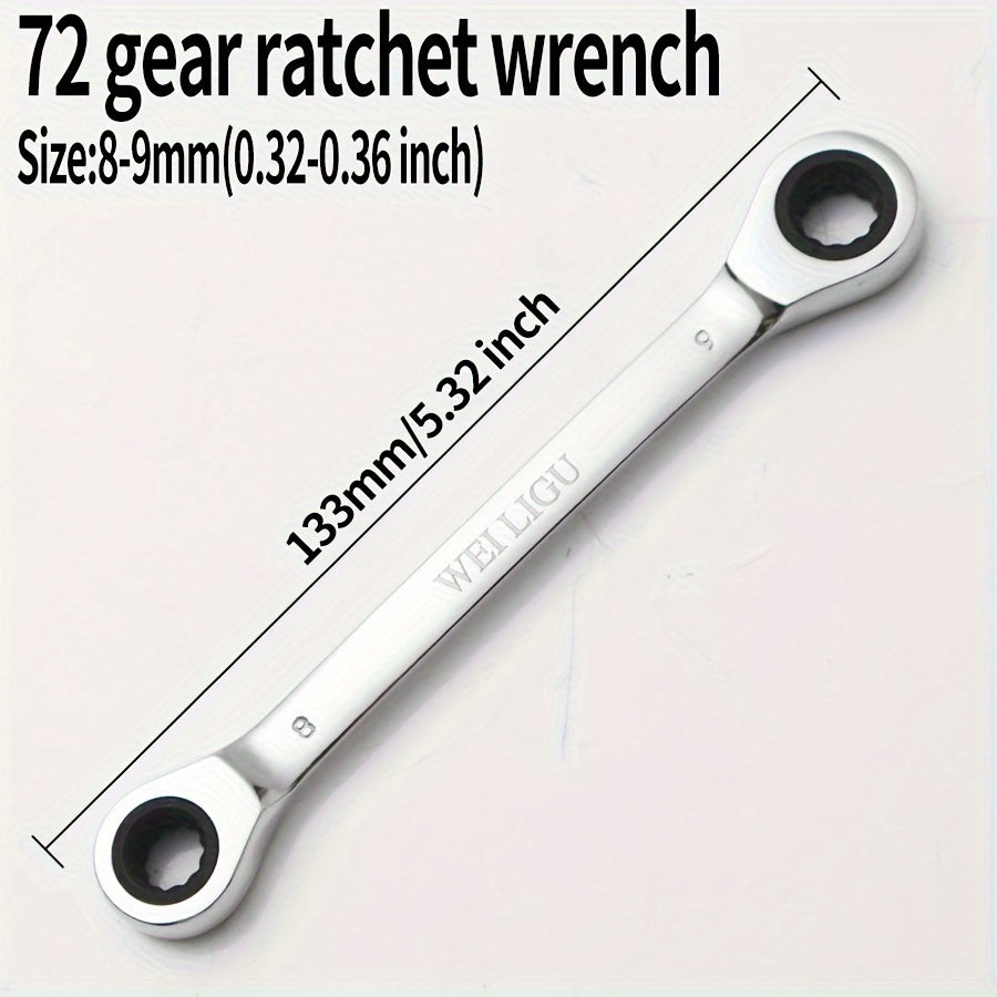 72 Tooth Ratchet Wrench Set Chrome Steel Double End 10-17mm Automotive