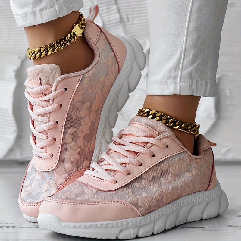 Women's Mesh Lace Sneakers Breathable Lightweight Casual Shoes