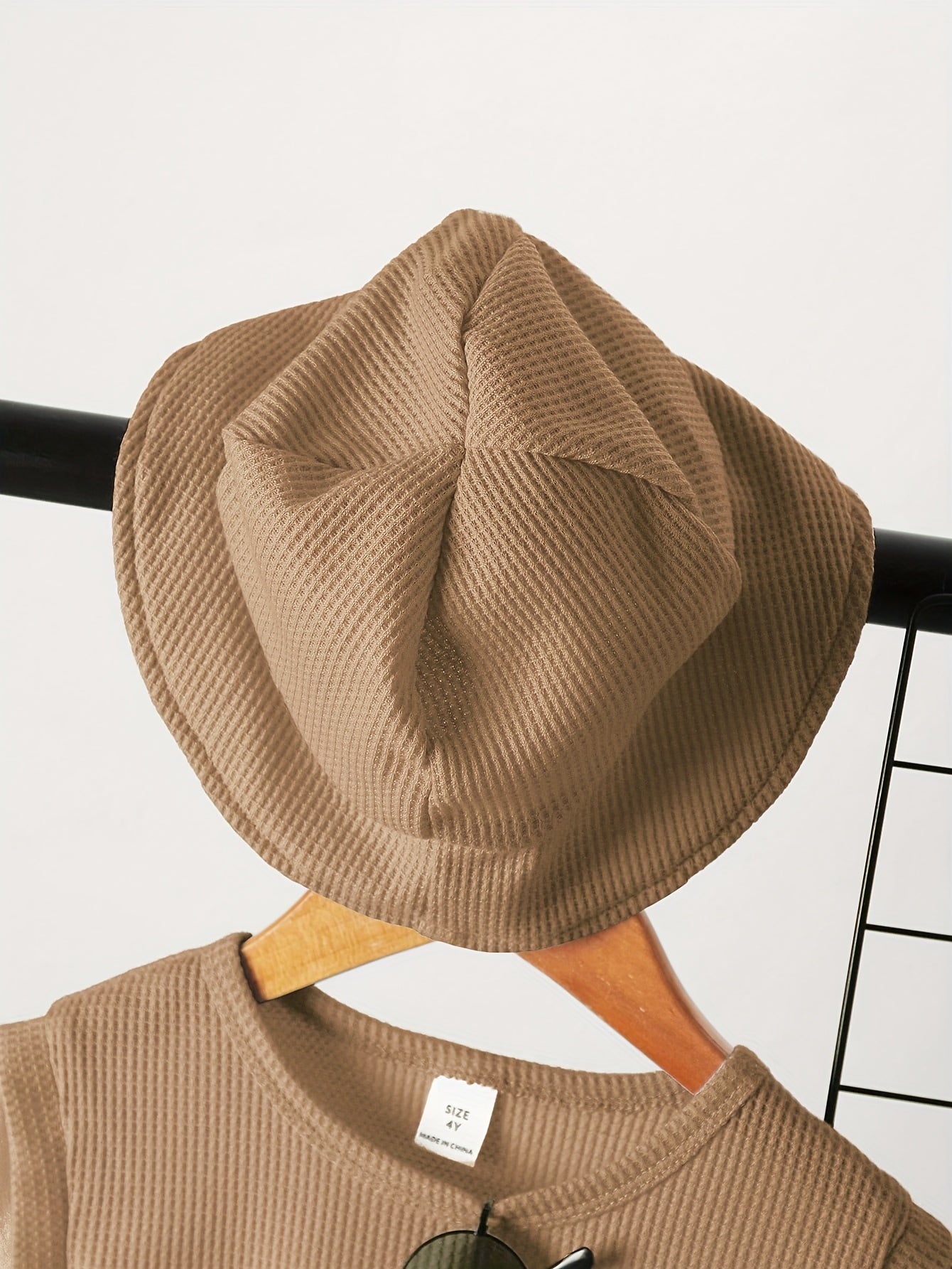 Waffle Pattern Matching Suit for Men and Children Short Sleeve T-Shirt and Shorts