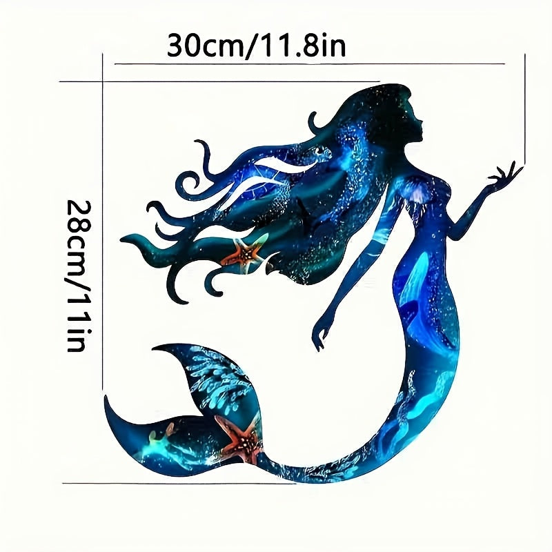 Ocean-Themed Metal Mermaid Wall Art Indoor Outdoor Nautical Decor
