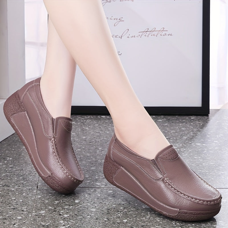 Women's Slip-On Platform Sneakers with Thick Sole and Round Toe for All Seasons