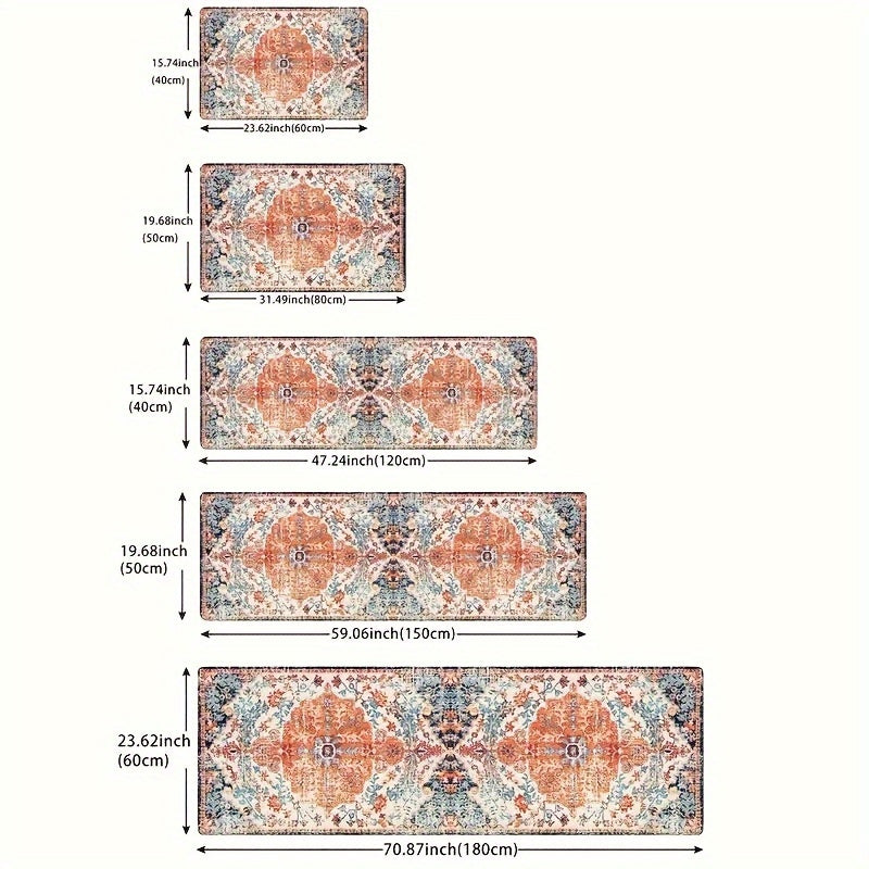 Antique Bohemian Patterned Rug Non-Slip Kitchen Mat Outdoor Doormat Bathroom Mat