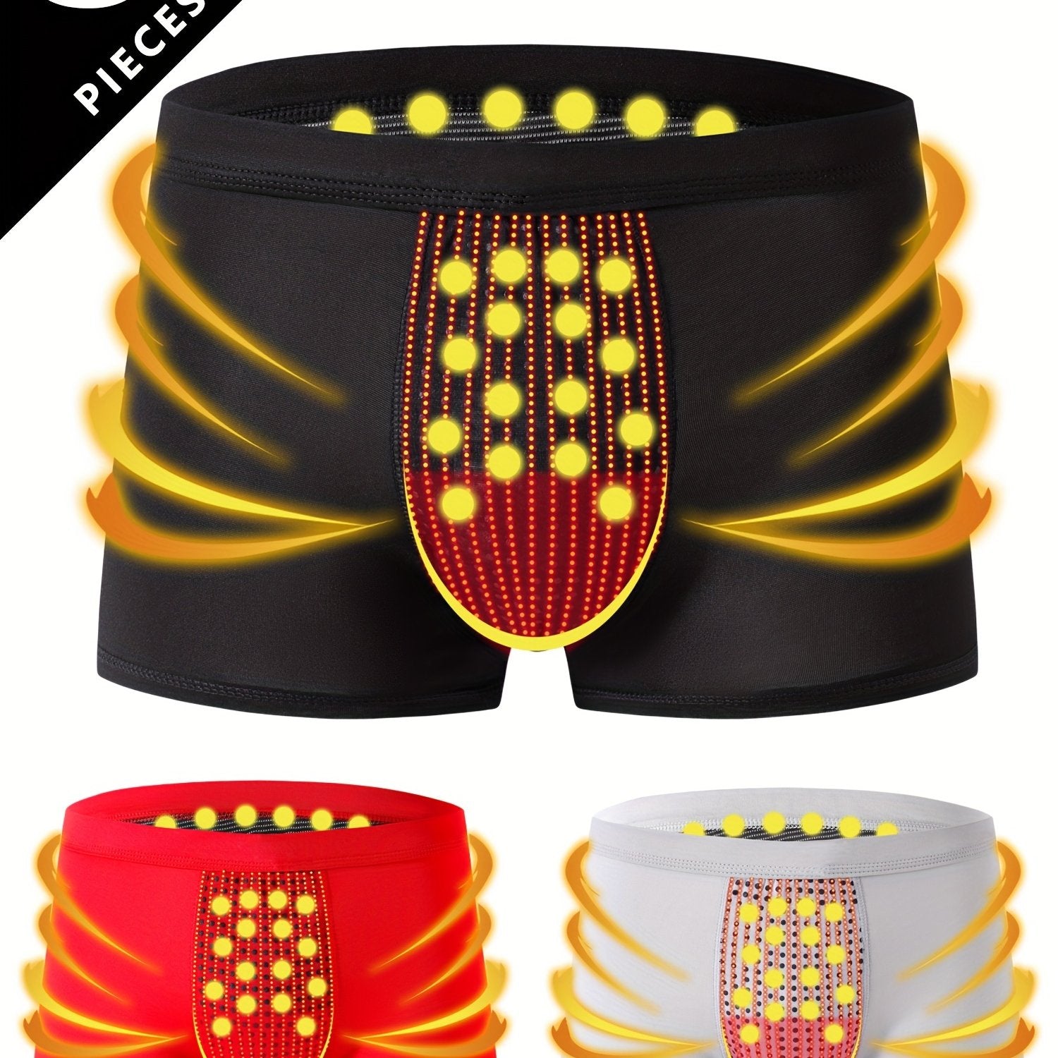 Set of 3 Men's Flat Corner Underwear Soft Comfortable Elastic Waistband Polyester