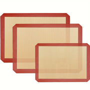Juego de 3 tapetes de silicona antiadherentes para hornear para horno tostador, tamaño media bandeja, reutilizables, resistentes al calor