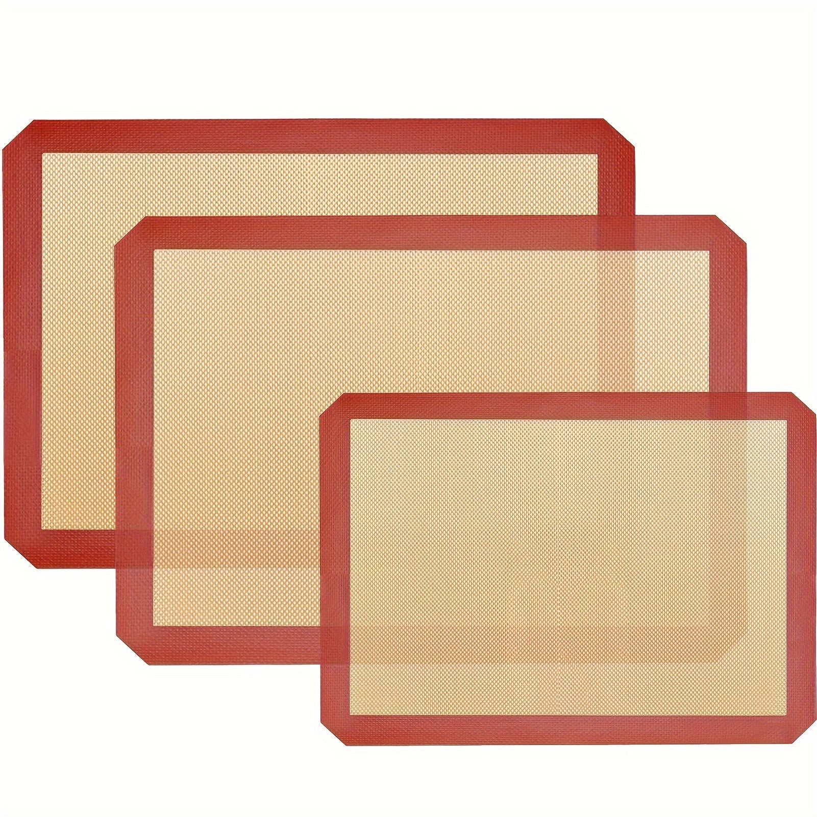 Juego de 3 tapetes de silicona antiadherentes para hornear para horno tostador, tamaño media bandeja, reutilizables, resistentes al calor