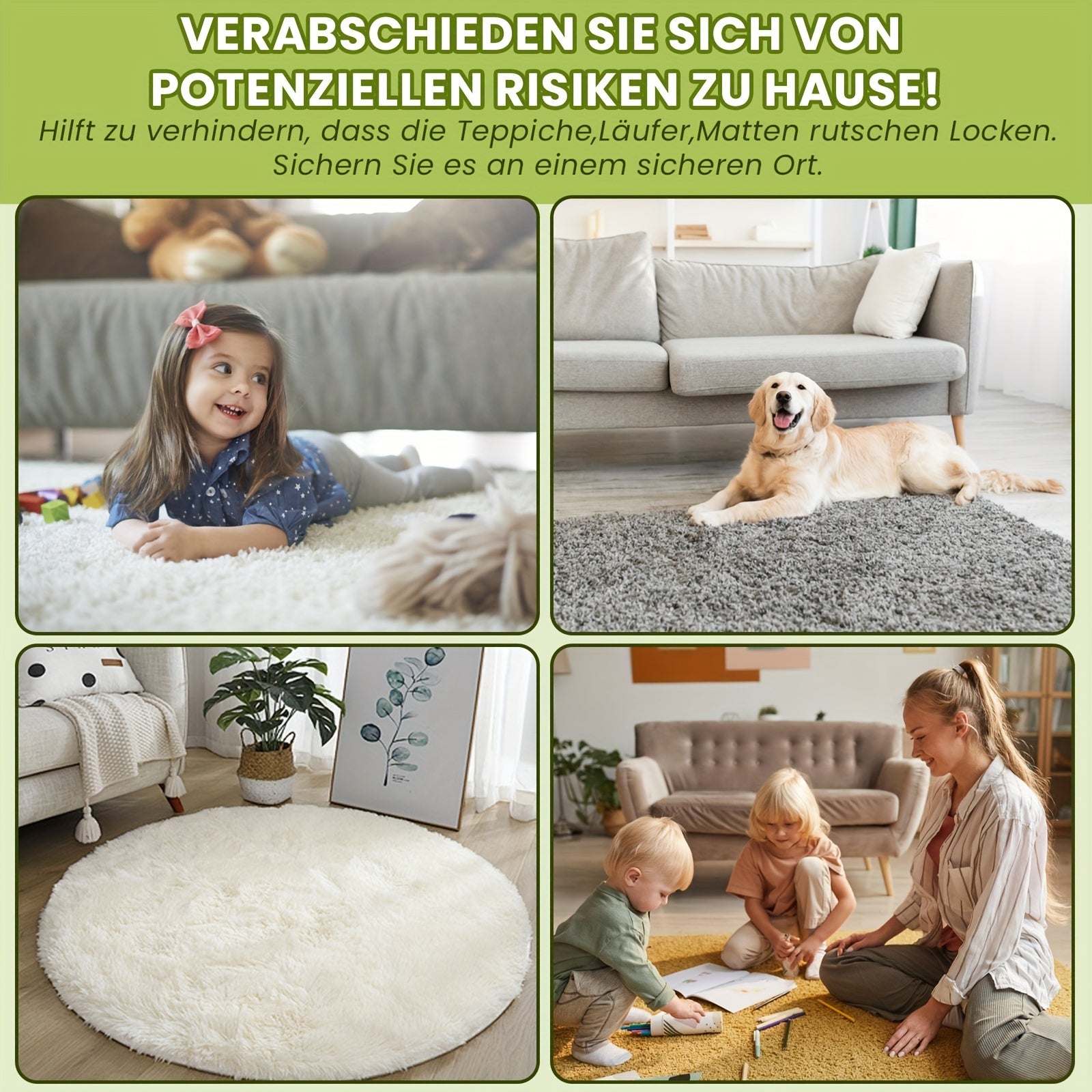 Durable Reusable Anti-Slip Carpet Stickers for Holiday Decor, Machine Washable