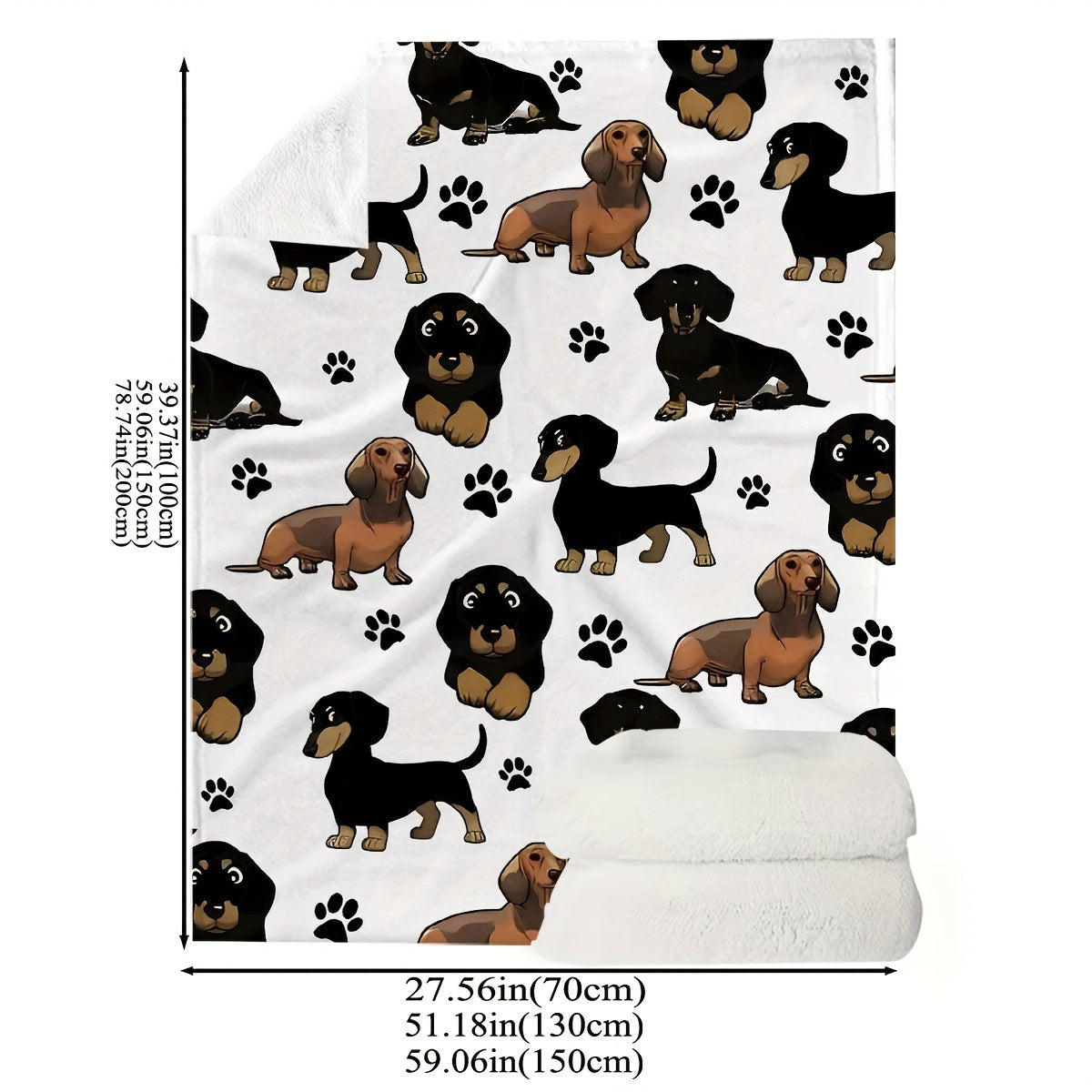 All-Season Flannel Throw Blanket with Dachshund Pattern Cozy Nap Cover