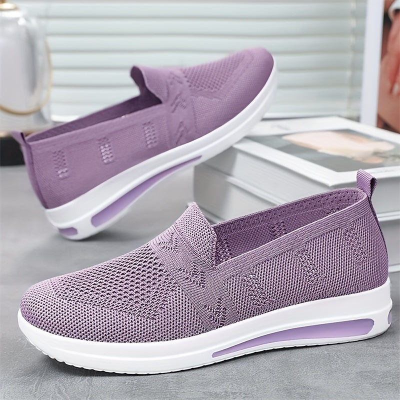 Ayollar uchun nafas oladigan slip-on sport poyabzali, yengil va kundalik yurish uchun mos