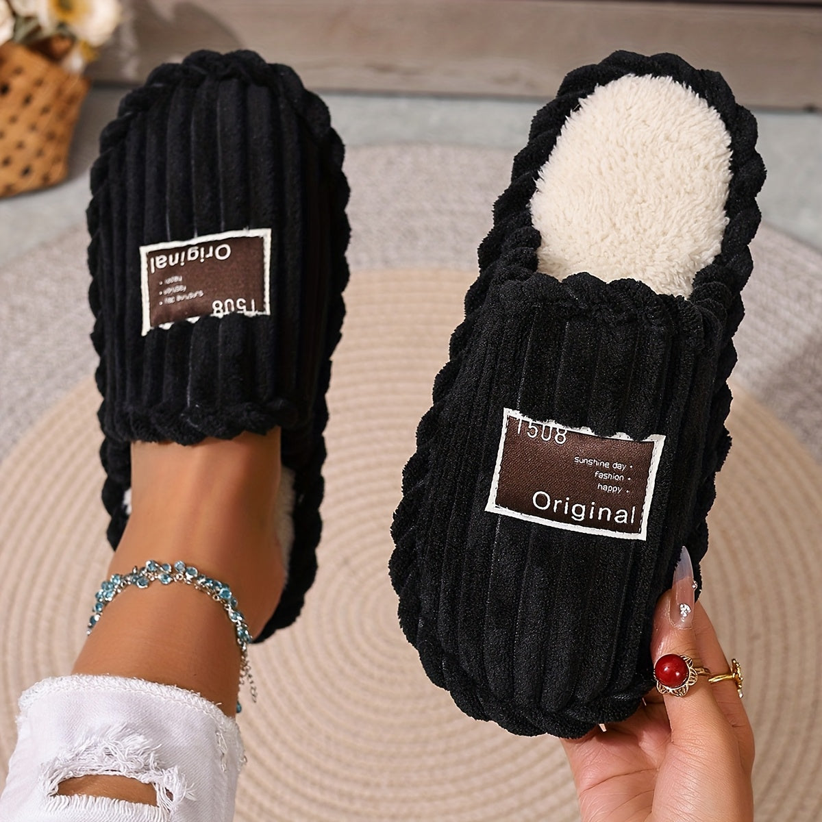 Ladies' Winter Home Slippers Soft Cotton Casual Shoes in 5 Colors